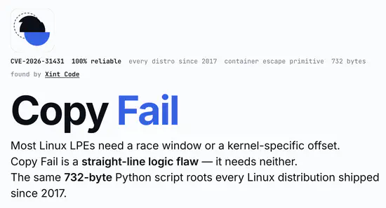 Protecting our hubs against the CopyFail kernel exploit