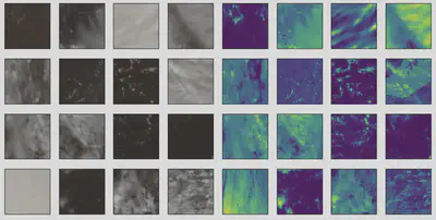 (left, b&w) Model inputs and (right, color) model outputs of a simple multi-layer perceptron
